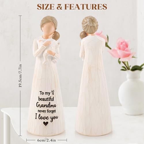 Grandma Gift from Grandson, Grandma Birthday Gifts, Grandma Figurines - color: White-grandma
