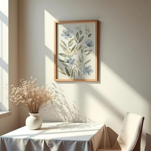 Beayum Blue Wildflower Watercolor Canvas Wall Art, Unframed, Set of 3 - color: Blue Wildflower Prints, size: 24"L x 16"W Unframed