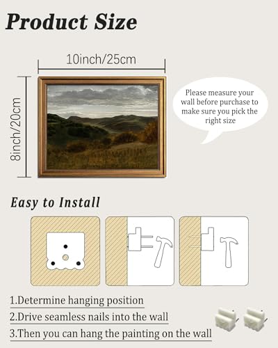 KBKBART Gold Framed Mountain Landscape Wall Art, Rustic Hills Canvas Print - color: Mountain Landscape, size: 10"L x 8"W