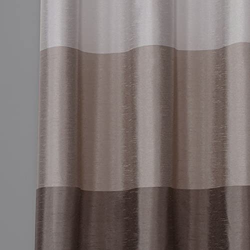 EXCLUSIVE HOME Chateau Striped Faux Silk Grommet Top Curtain Panel Pair, 54"x96", Taupe - color: Taupe, size: 54"W x 96"L (Pack of 2)