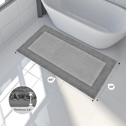 anllugs Bathroom Rugs, 30" x 60" Soft Bath Rugs, Grey & Dark Grey - color: Grey & Dark Grey, size: 30" X 60"