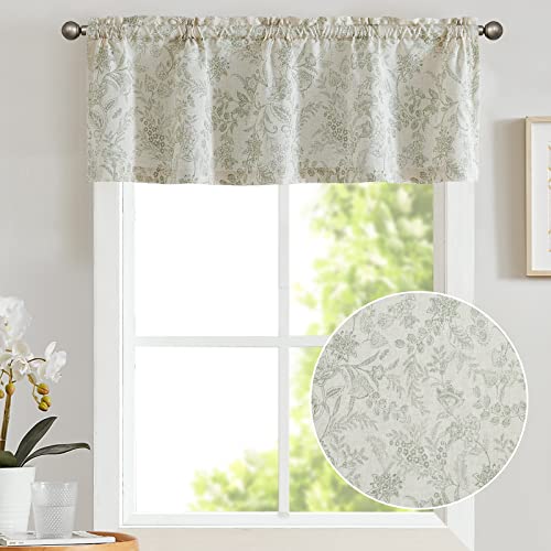 Vangao Floral Valances for Windows Forest Green W50 X 16L 1 Panel - color: Forest Green, size: 50"W x 16"L (Pack of 1)