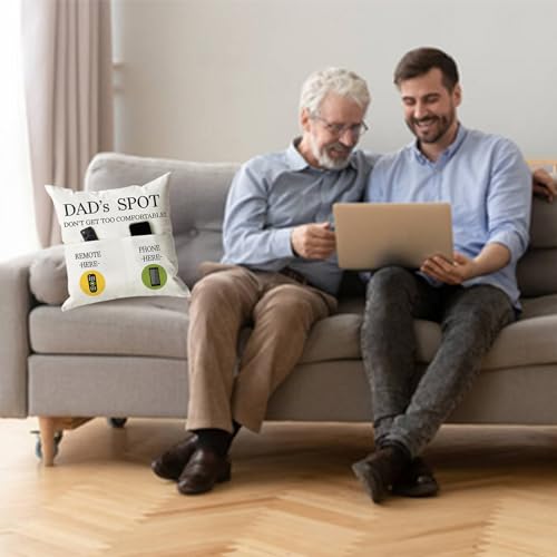 ONFAON Father's Day Throw Pillow Case, Dad's Spot Throw Pillow Covers 18 x 18 Inch,Dad Gifts from Daughter Son,Birthday Christmas Thanksgiving Day Gifts for Papa Stepdad ,2-Pocket - color: Dad 2-pocket
