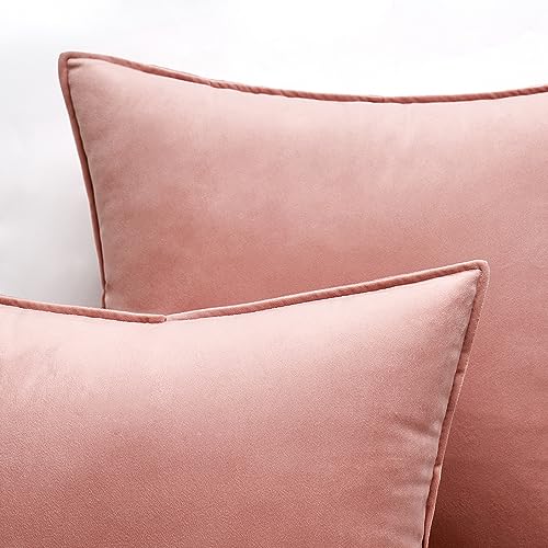 MIULEE Decorative Dark Pink Velvet Throw Pillow Covers for Couch 18x18 Inch - color: Dark Pink, size: 18" x 18" (Pack of 2)