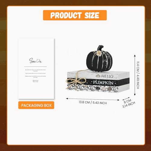 Smile 가을 나무 장식 표지판 블랙 플로럴 호박 HELLO PUMPKIN 계층형 트레이 테이블 탑 표지판 가을 수확 추수감사절 홈 데코 - style: 블랙 펌킨