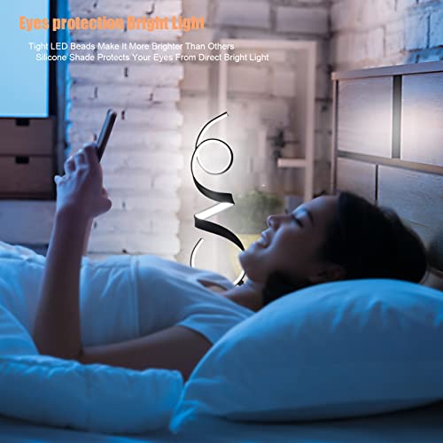 20W 3 Colors Remote Control Dimmable LED Art Table Lamp 21.4 Inch with Touch Switch for Living Room,Bedroom (Black) - color: Black