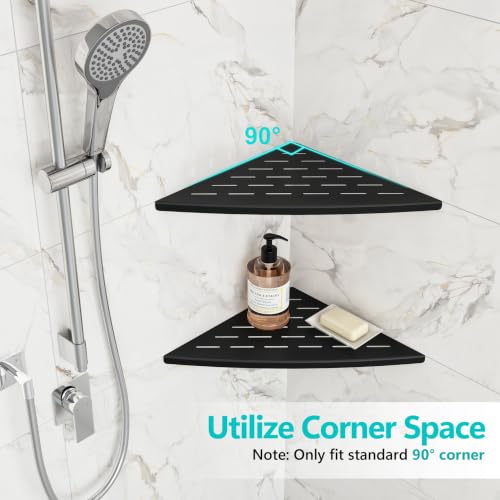 Qeke 2 Pack Corner Shower Shelf Black, 11.5" Recessed Tile Shower Shelf - color: Matte Black