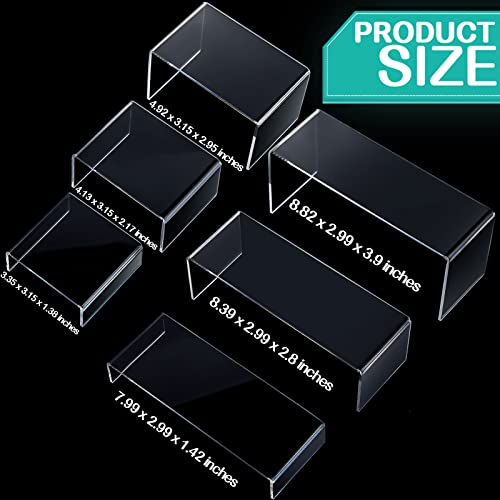Tuanse 4 Set Acrylic Display Risers Clear Rectangular Display Stand Shelf