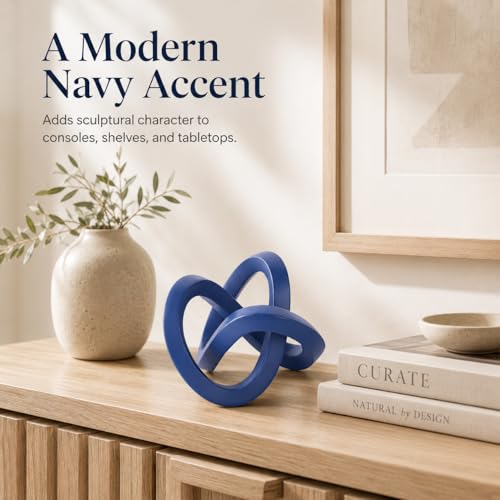 Navy Blue Knot Decor for Coffee Table Book,Chain Link Decor for Bookshelf Entry Table TV Stand,Knot Sculpture for Home Living Room,Accent Decoracions para sala,adornos para sala Modernos - color: Blue