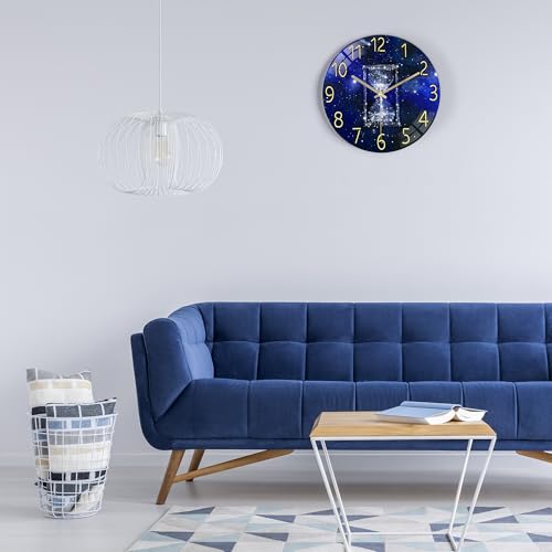 Lafocuse 12 Inch Glass Galaxy Blue Wall Clocks Battery Operated Hourglass - color: Hourglass