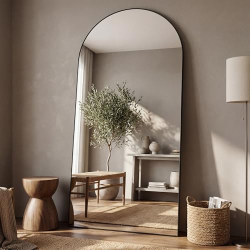 Antok 76" x34” Arched Full Length Mirror, Floor Mirror with Stand,Black - color: Black, size: 76"L x 34"W