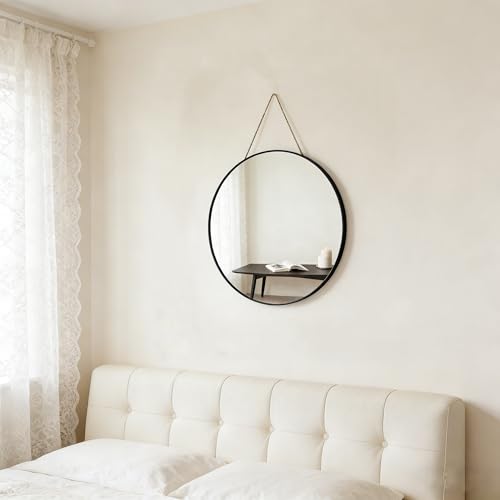 Funerom Black Round Wall Mirror 15.4 Inches Circle Mirror - color: Black, size: 15.4"L x 15.4"W