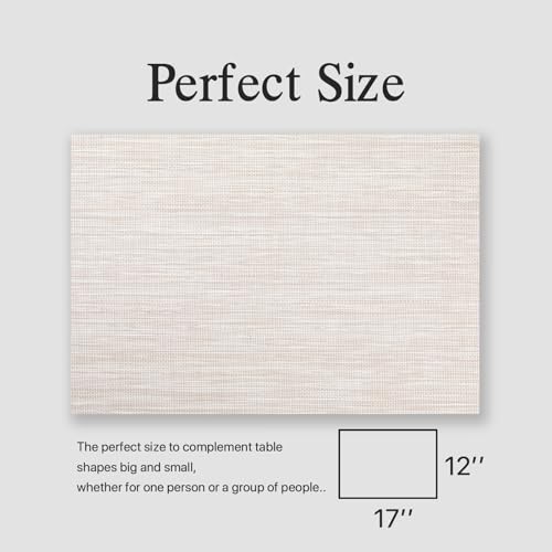Placemats Set of 6 - Easy Clean Woven Vinyl Placemats for Dining Table, Indoor/Outdoor Place Mats, Washable PVC Table Mats(Beige) - color: A-beige