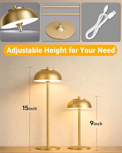 Cordless Table Lamps, Rechargeable LED Touch Lamp, Gold, 4 Pack - color: Gold-Set of 4