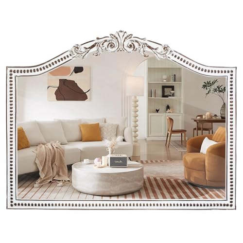 Ornate Baroque Arch Wall Mirror: 32x42 Inch Large Decorative Wood Mirrors