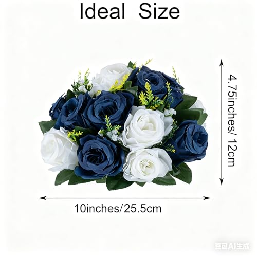 Flower Centerpieces Wedding Tables: Navy Blue & White, 2 Packs - color: Navy Blue & White