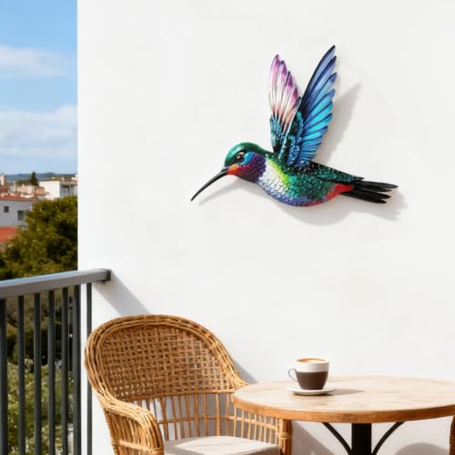 VEWOGARDEN Bird Wall Art, Large Outdoor Metal Hummingbird Hanging Wall Decor for Home Outside Patio Garden Fence Decorations - style: Hummingbird
