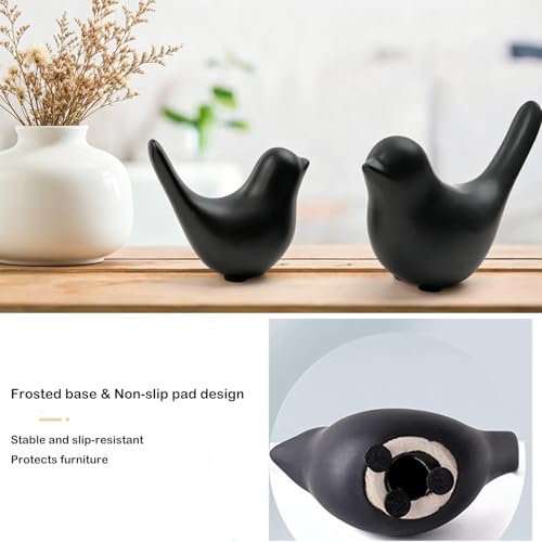 2 Pcs Small Birds Statues Home Decor Ceramic Black Bird Figurines - color: 2 Pcs Blackbirds