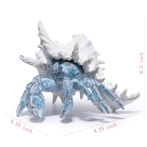 Hodao 8.25" Coastal Hermit Crab Figurine, Nautical Ocean Resin Statue Decor - color: Blue-hermit Crab