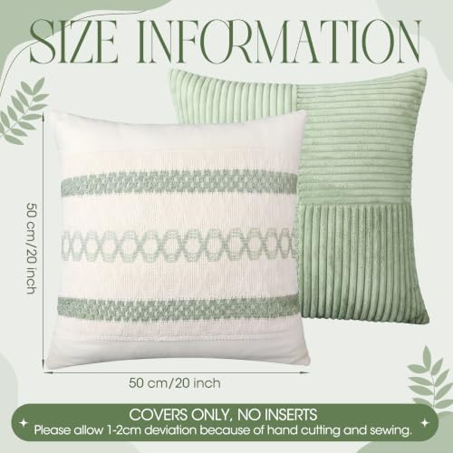 Gilprop 4 Pcs Sage Green Decorative Throw Pillow Covers 20x20 Pillow Case - color: Sage Green, size: 20" X 20"