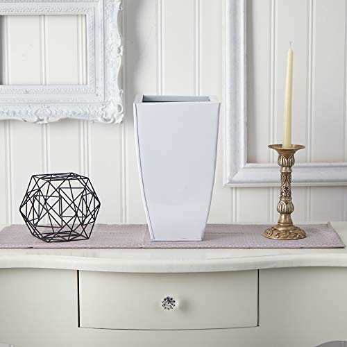 Nearly Natural 13in. Tapered Square Metal Planter (Pack of 2) - color: White, size: 13"H x 7.5"W x 7.5"D (Pack of 2)