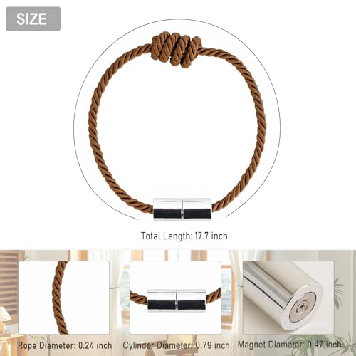 Curtain Tiebacks Magnetic Decorative Rope Tie Backs Holdbacks Contoeey - color: Khaki
