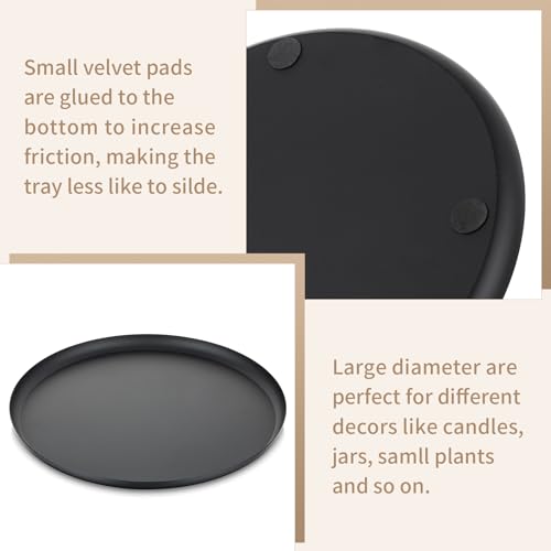 Sziqiqi Candle Holders Round Tray - 11 inches Black Metal Candle Tray for Table Centerpiece Pillar Candle Holder for Home Decorative Moderrn Candle Tray for Coffee Table Bathroom
