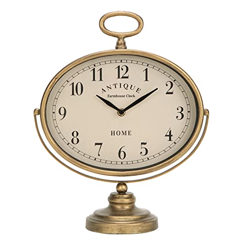 NIKKY HOME Mantel Clock, Gold Vintage Table Clock Silent-Non-Ticking