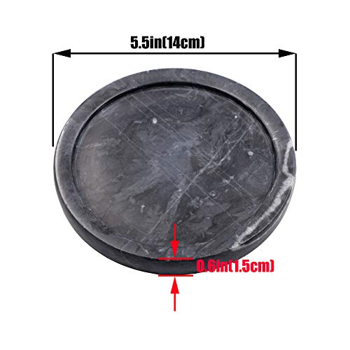 Circular Marble Stone Decorative Tray for Counter, Vanity, Dresser, Nightstand or Desk, Diameter 5-1/2 Inches, Black - color: Black, size: 5-1/2 Inches