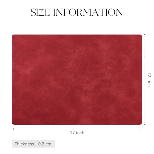 MOSAYT Vinyl Faux Leather Placemats, Set of 6, Red - color: Red