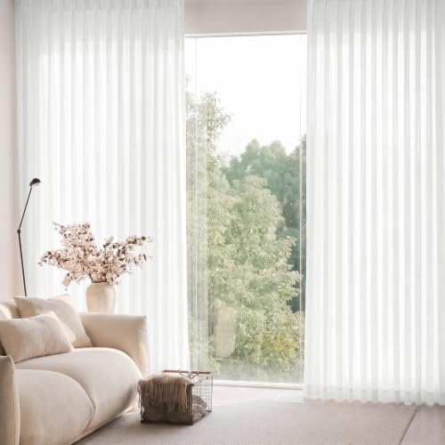 90 Inch Pinch Pleated Sheer Linen Blend White Curtains for Living Room - color: Snow White, size: 40"W x 90"L (Pack of 2)