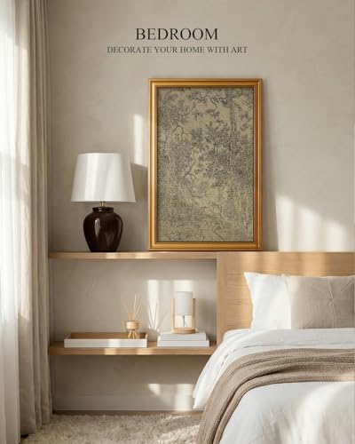 HUARCEY Gold Framed Canvas Wall Art, Antique Landscape Sketch, 16x24 Inch - color: Landscape Sketch, size: 24"L x 16"W