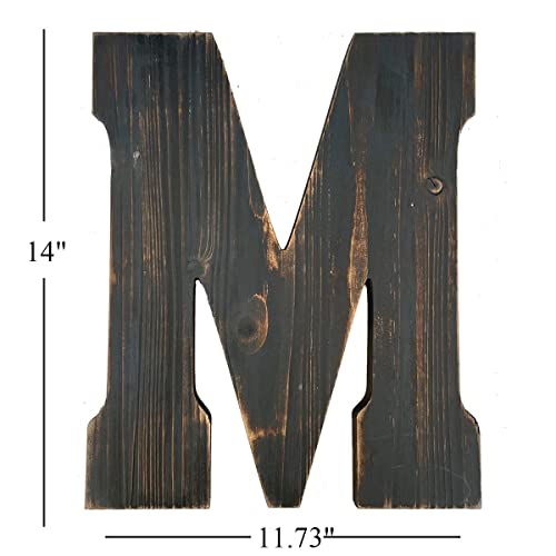 ABELOTS Big Letter Wall Art for Living Room, Bathroom, Bedroom, and Home Decor, Rustic Farmhouse Lettering for Family Last Names, Large Decorative Wood, 14” x 11.73” (Big M) - color: Big M