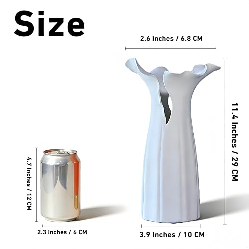Abstract Irregular Ceramic Vase, White - size: 16" x 12" x 28"