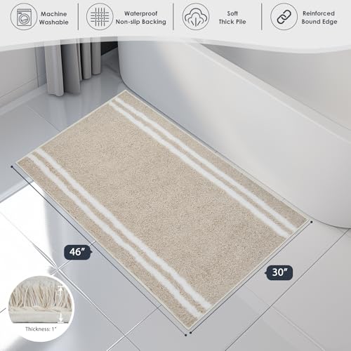 PURRUGS Bathroom Rug, Bath Mat, 30" x 46", Beige - color: Beige, size: 30" X 46"