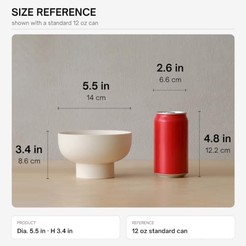 WENSHUO Small Pedestal Bowl, Decorative Ceramic Fruit Bowl, 5.5 in, Crème - color: Matte Crème, size: 5.5"