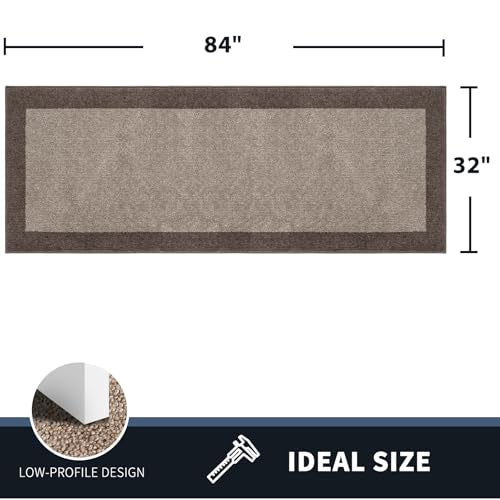 PURRUGS Hallway Runner Rug, 32" x 84", Beige & Grayish Brown - color: Beige & Grayish Brown, size: 32" X 84"