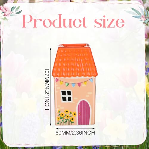 Remerry Mini Ceramic House Shape Vase Decorative Small Bud Vases, Orange - color: Orange