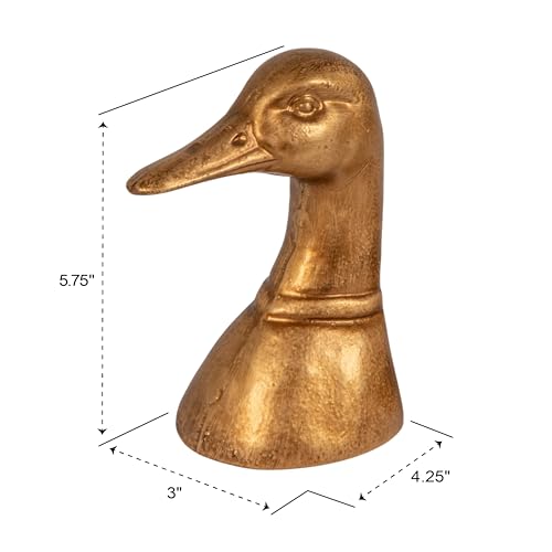 Creative Co-Op Decorative Distressed Cast Iron Duck Head Bookends, Gold - color: Gold