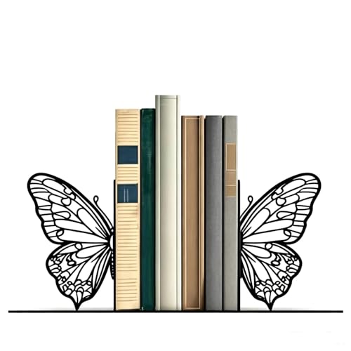 Butterfly Silhouette Metal Bookends, Black