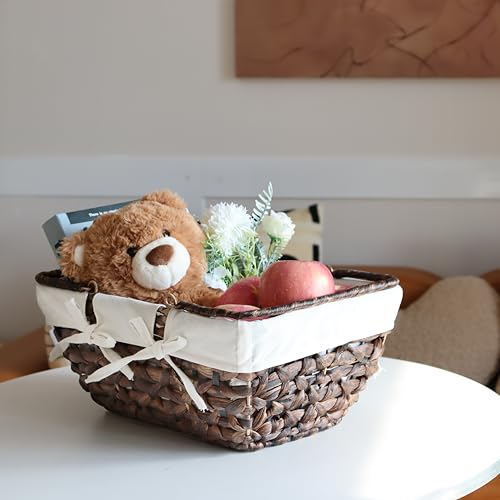 GYASVWU Wicker Picnic Baskets with Handles, Water Hyacinth Basket for Picnic, Wicker Storage Basket for Bread/Flowers/Gift/Wedding/Camping/Farmhouse (Brown) - color: Brown