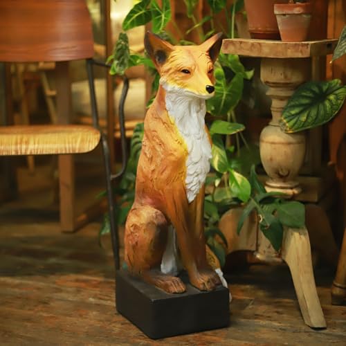 GENUINQ 30'' H Sitting Fox Statue Sculpture Garden Outdoor Decor