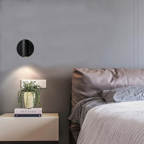 Black 2 Pack Dimmable LED Lights for Bedroom - Battery Wall Light with 3 Lighting Colors, 350° Rotate, Magnetic and USB Rechargeable Wireless Wall Lights with Remote