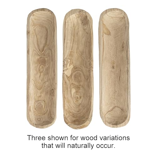 Creative Co-Op Paulownia Wood Oval Bowl | Brown | 22.75" L x 6" W x 3.25" H | (Pack of 4) - color: Natural Wood, size: 22.75" L (Pack of 4)