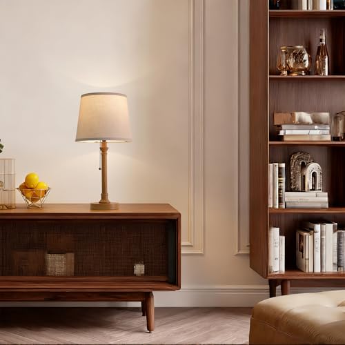 Oneach 19.5" Wood Grain Rustic Table Lamps Set of 2 for Living Room Bedroom - color: Wood Grain