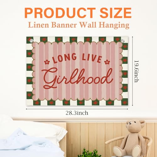 Pink Vintage Room Decor Linen Canvas Banner Wall Hanging Flag - color: Red