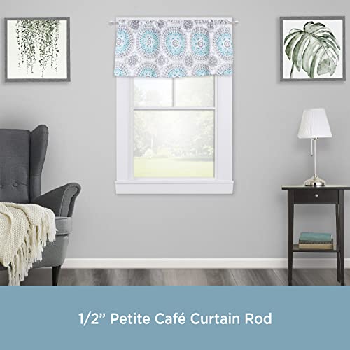 Kenney – Davenport Petite Café Curtain Rod, Durable Steel Rod with Decorative Ball Ends, 1/2" Diameter, Adjustable 28–48", Perfect for Light to Medium Weight Curtains, White - color: White, size: 28-48", style: Curtain Rod