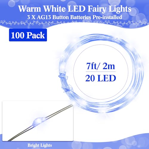 Hortsun 100 Pack Battery Operated Fairy Lights 7 ft 20 LED, Blue - color: Blue Light