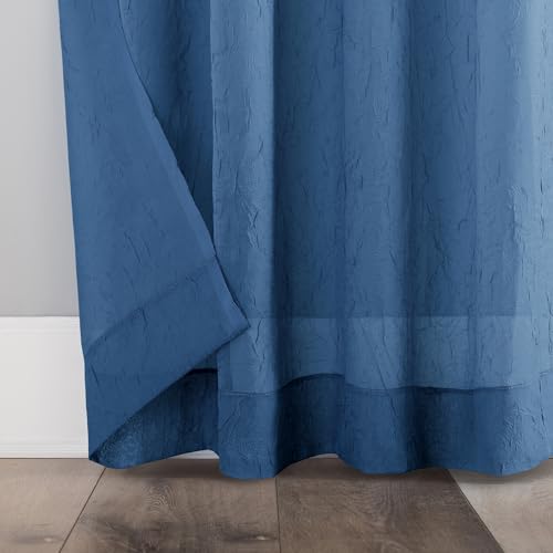 No. 918 Erica Crushed Sheer Voile Rod Pocket Curtain Panel, 51" x 84", Blue - color: Blue, size: 51"W x 84"L (Pack of 1)