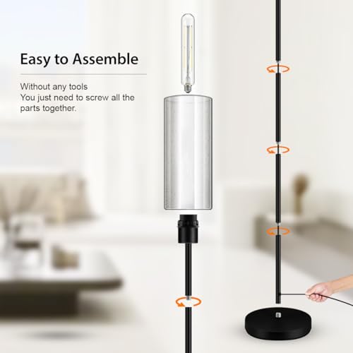 BoostArea Modern Standing Floor Lamp with Seeded Glass Shade, Simple Design, Tall, for Bedroom, Office, Kids Room, Reading - color: Seed Glass